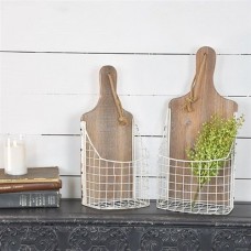Set of 2 Wooden Cutting Board Wall Baskets   382525093027